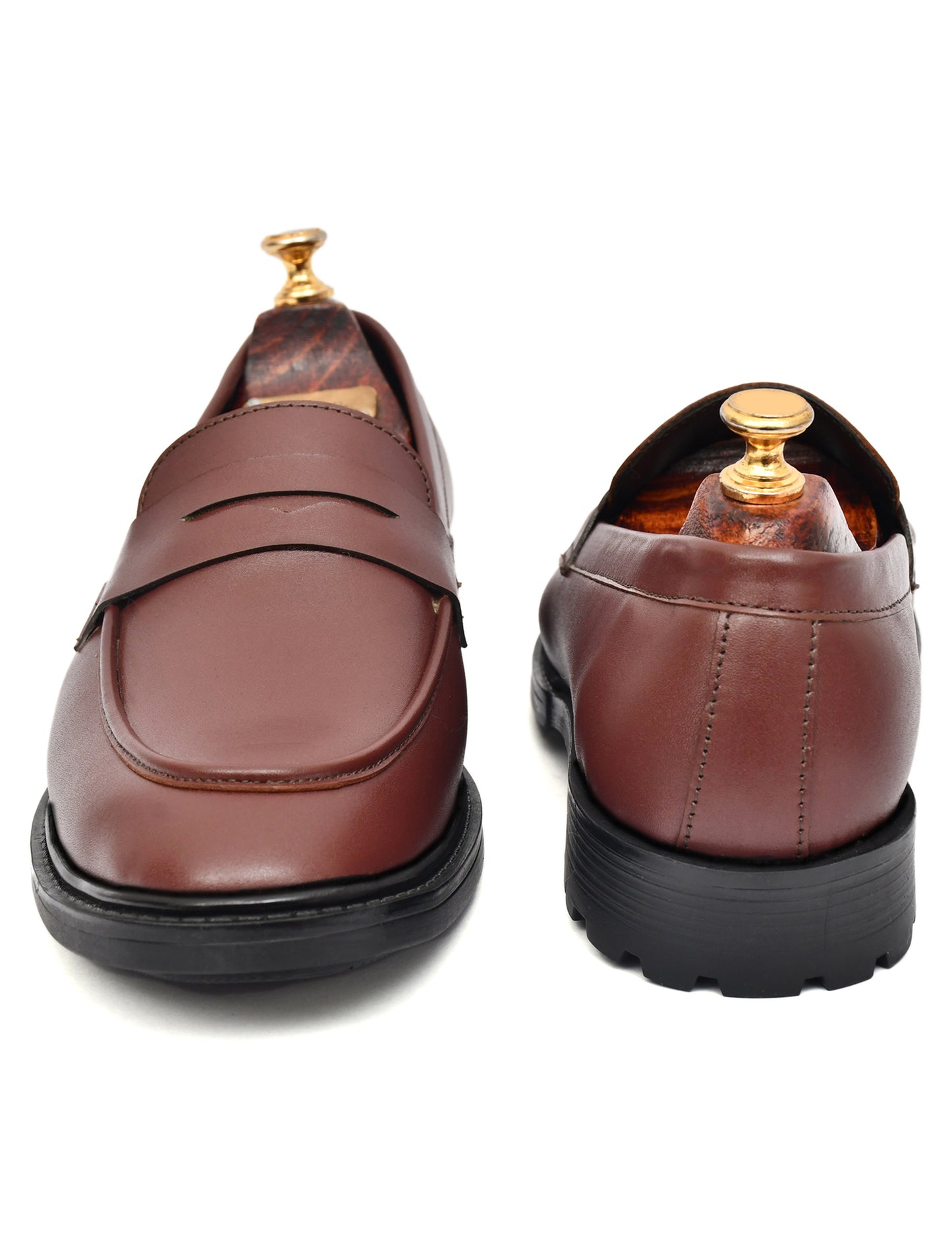 Men’s Rich Brown Penny Loafers – Timeless Leather Slip-On Shoes
