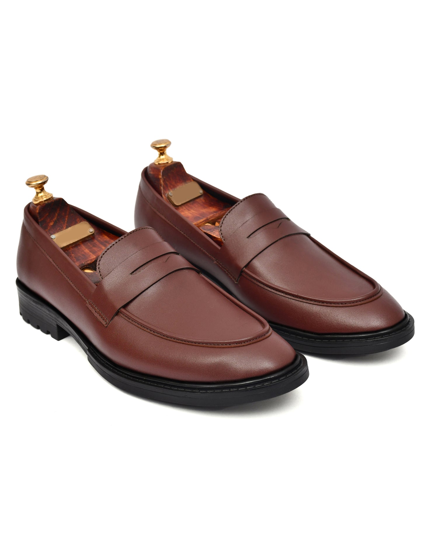 Men’s Rich Brown Penny Loafers – Timeless Leather Slip-On Shoes