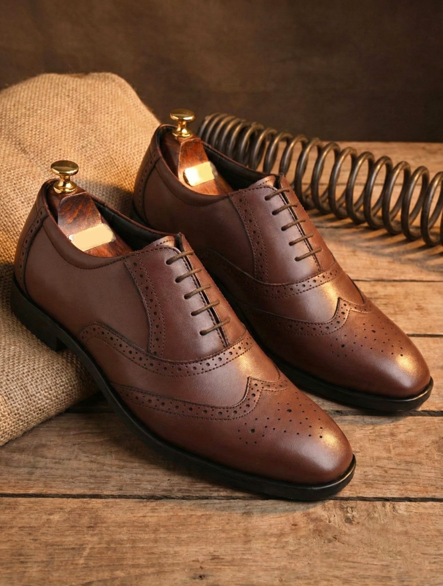 Men Rich Brown Brogue Formal Leather Shoes