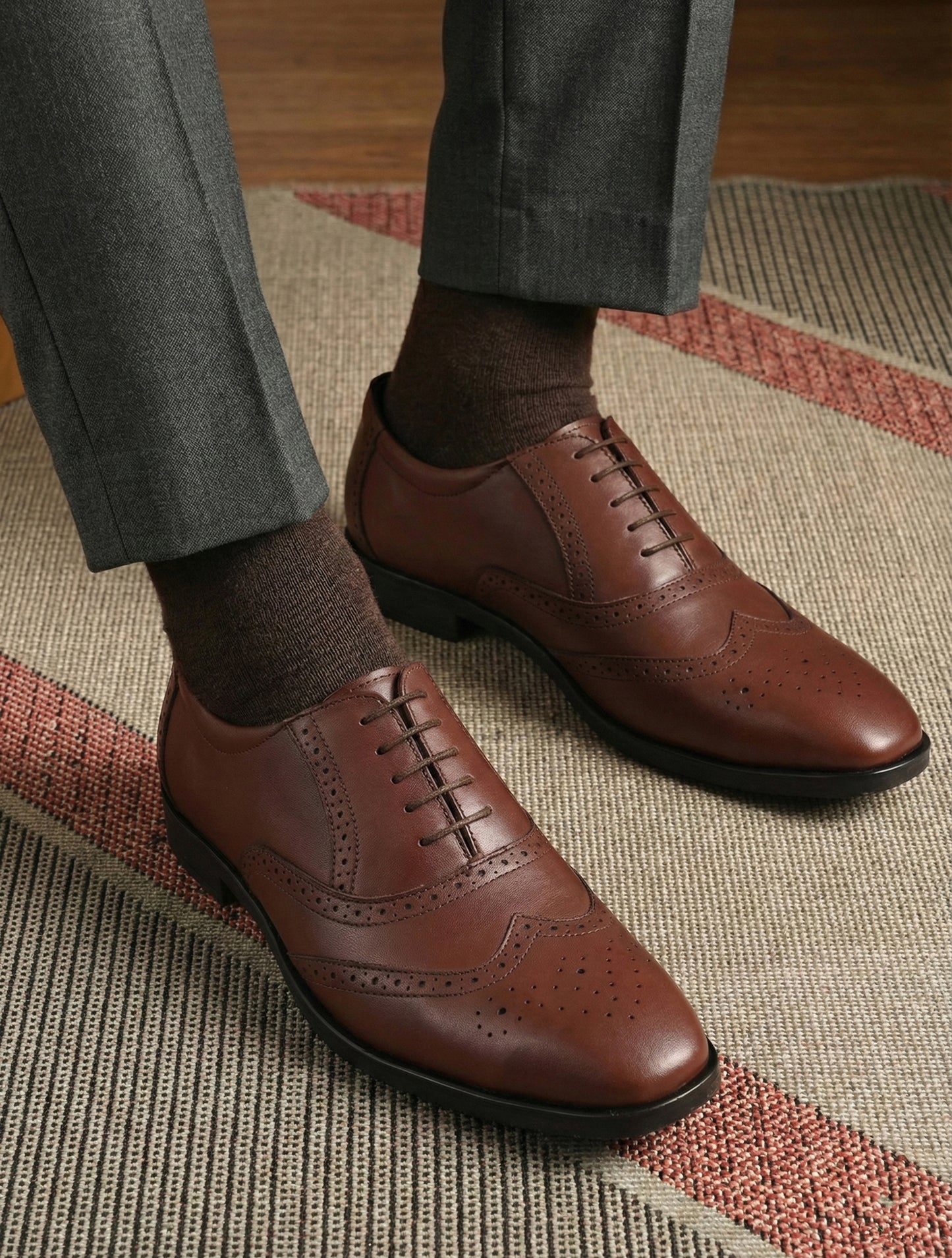 Men Rich Brown Brogue Formal Leather Shoes